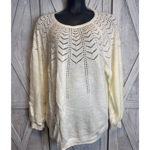 Women's ModCloth Off-White Crew Neck Sweater 4X